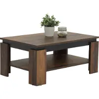 Hela Couchtisch Wohnzimmertisch Tim II - Nachbildung Oldwood - Gestell mit großem Ablageboden - Melaminbeschichtung - Maß 90 x 60 x 41 cm