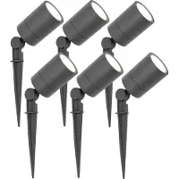 LEDVION - 6er Set, Gartenstrahler mit Erdspieß, IP65, 3W, 6500K, 220-240V, Tageslichtweiß, LED Strahler, Gartenbeleuchtung mit Strom, Mit GU10 Leuchtmittel, Dimmbar, Wasserdicht