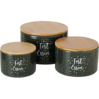 MamboCat 3tlg Set Gebäckdose Windsor Fest Essen rund Ø11-16cm Steingut-Box Weihnachten