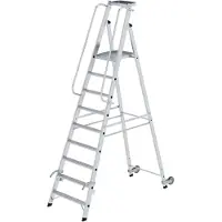MUNK Günzburger Steigtechnik MUNK Aluminium-Stehleiter mit Rollen und Griff 9 Stufen