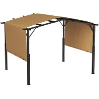 SucceBuy 10x10 ft einziehbare Pergola für den Außenbereich, gewölbtes Metalldach für die Terrasse