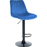 CLP Barhocker Toni Samt höhenverstellbar und drehbar blau Gestell Farbe schwarz