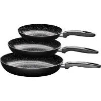 King 3tlg. Bratpfannenset ALU mit Keramikbeschichtung / Größen: 20, 24 & 28cm / Farbe: schwarz