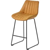 Homescapes Barstuhl „Ascot“ Barhocker Kunstleder Tresenstuhl mit Rückenlehne 97cm hoch - gold