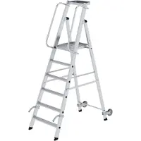 MUNK Günzburger Steigtechnik MUNK Aluminium-Stehleiter mit Rollen und Griff 6 Stufen