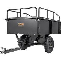 Sweiko Schwerlastbarer Rasentraktor Kippanhänger mit 340 kg Tragkraft, Anhängevorrichtung mit Kippbarer Ladefläche, Anhänger mit abklappbaren Seitenwänden, Schwarzer ATV UTV Kippanhänger Anhänger