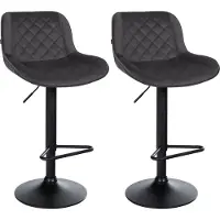 CLP Barhocker 2er Set, Barstuhl Kasson höhenverstellbar drehbar mit Rückenlehne schwarz Material Samt