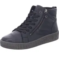 Gabor MIDCut Sneaker schwarz mit Wechselfußbett, Schnürung und Reißverschluss für weichen Gehkomfort