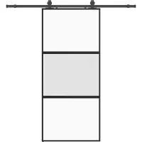 Syfax Schiebetür mit Beschlag Schwarz 90x205 cm Hartglas