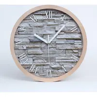 Tulup Holzuhr 25fi cm wanduhr - weiße Spitzen - Steinwand