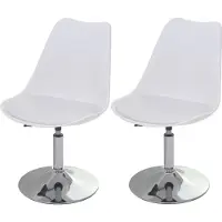 Mendler 2er-Set Drehstuhl Vaasa T501, Stuhl Küchenstuhl, höhenverstellbar, Kunstleder weiß