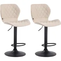 CLP 2er Set Barhocker Cork Stoff drehbar mit Höhenverstellung creme Gestell Farbe schwarz