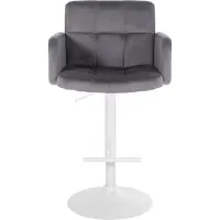 DELUKE 2er Set Barhocker SUTUN - Samt Dunkelgrau 60x56x93 cm Weiß | Barstuhl Höhenverstellbar Mit Lehne Drehbar Tresenhocker Tresenstuhl Kneipenhocker