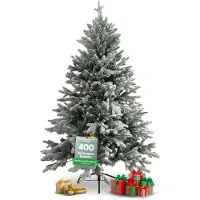 Holz4home Künstlicher Weihnachtsbaum 160 cm mit Künstlichem Schnee I Tannenbaum mit Spritzguss Spitzen I 400 Spitzen I Premium Christbaum