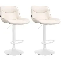 DELUKE 2er Set Barhocker RAGAD - Kunstleder Creme 49x51x85 cm Weiß | Barstuhl Höhenverstellbar Mit Lehne Drehbar Tresenhocker Tresenstuhl Kneipenhocker