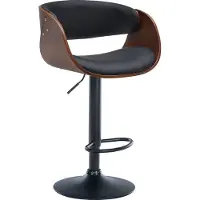 DELUKE Barhocker CEFAR - Kunstleder Walnuss/schwarz 52x52x87 cm | Barstuhl Höhenverstellbar Mit Lehne Drehbar Tresenhocker Tresenstuhl Kneipenhocker