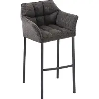 DELUKE Barhocker GIBEL - Stoff Titangrau 64x48x110 cm Schwarz | Barstuhl Mit Lehne Tresenhocker Tresenstuhl Kneipenhocker Kneipenstuhl