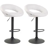 DELUKE 2er Set Barhocker MEKIM - Kunstleder Weiß 53x47x80 cm Schwarz | Barstuhl Höhenverstellbar Mit Lehne Drehbar Tresenhocker Tresenstuhl Kneipenhocker