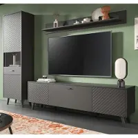 Inn.Furn Wohnwand "Madea" in grau matt Wohnkombination 3-teilig 258 x 195 cm, inklusive Beleuchtung