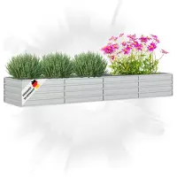 DELUKE Hochbeet für Garten OSKAR Silber | 320x80x45cm | Verzinkter Stahl | Wetterfest | Gartenbeet Kräuterbeet Blumenbeet Beet hoch Frühbeet für Garten Gemüsebeet