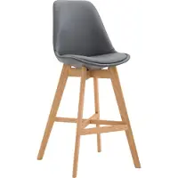 DELUKE Barhocker DUMIR - Kunstleder Grau 48x56x112 cm | Barstuhl Mit Lehne Tresenhocker Tresenstuhl Kneipenhocker Kneipenstuhl
