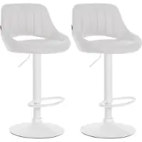 DELUKE 2er Set Barhocker SEGAD - Kunstleder Weiß 47x48x85 cm Weiß | Barstuhl Höhenverstellbar Mit Lehne Drehbar Tresenhocker Tresenstuhl Kneipenhocker