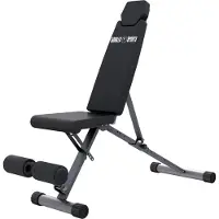 Gorilla Sports Hantelbank - Klappbare, 8-Fach Rückenlehne und 4-Fach Sitz Verstellbar, bis 200 kg Belastbar, Multifunktion, mit Beinhalterung - Trainingsbank, Flachbank, Schrägbank, Negativbank