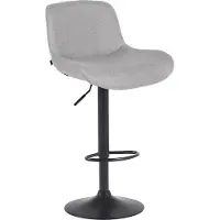 DELUKE Barhocker PONOR - Stoff Hellgrau 50x50x85 cm Schwarz | Barstuhl Höhenverstellbar Mit Lehne Drehbar Tresenhocker Tresenstuhl Kneipenhocker Kneipenstuhl