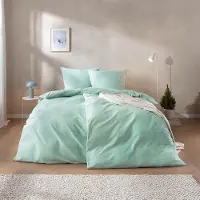 Estella Feinflanell Bettwäsche Andriano mint 155x220 cm + 80x80 cm