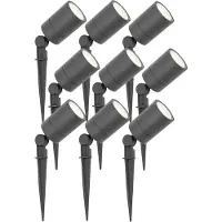 LEDVION - 9er Set, Gartenstrahler mit Erdspieß, IP65, 3W, 4000K, 220-240V, Neutralweiß, LED Strahler, Gartenbeleuchtung mit Strom, Mit GU10 Leuchtmittel, Dimmbar, Wasserdicht
