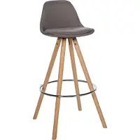 CLP Barhocker Corbin Stoff Rund taupe Gestell Farbe natur