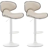 DELUKE 2er Set Barhocker FAMIR - Kunstleder Creme 46x49x88 cm Weiß | Barstuhl Mit Lehne Tresenhocker Tresenstuhl Kneipenhocker Kneipenstuhl