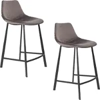 Dutchbone Franky Barhocker mit Rückenlehne 65 cm Grau - 2 er Set