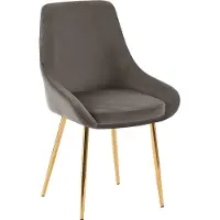 DELUKE Esszimmerstuhl PUNAR - Samt Anthrazit 50x53x86 cm Gold | Essstühle Esszimmerstühle Küchenstühle Wohnzimmerstühle