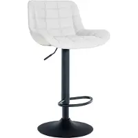 DELUKE Barhocker CARAM - Kunstleder Weiß 48x54x81 cm | Barstuhl Höhenverstellbar Mit Lehne Drehbar Tresenhocker Tresenstuhl Kneipenhocker Kneipenstuhl