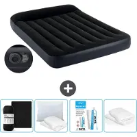 Intex Airbed - Doppelbett - 137 x 191 x 25 cm - Blau - Inklusive Pumpe - Spannbettuch - Küssen - Reperaturset en Kissenschutz