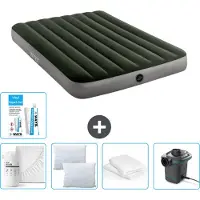 Intex Airbed – Doppelbett – 137 x 191 x 25 cm – Grün – Im Lieferumfang enthalten Spannbettuch - Küssen - Pumpe - Reperaturset en Kissenschutz