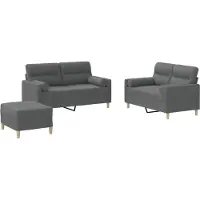 vidaXL 3-tlg. Sofagarnitur mit Kissen Dunkelgrau Stoff