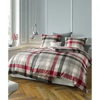 Fleuresse gewebte Edelflanell Bettwäsche Lech Karo klassik 155x220 cm + 80x80 cm