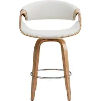 Miliboo - Design-Barhocker Weiß und helles Holz 68 cm ARAMIS