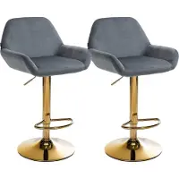CLP 2er Set Barhocker Braga Gold Samt dunkelgrau