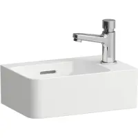 Laufen VAL Handwaschbecken, 1 Hahnloch rechts, mit Überlauf, 340x220mm, H8152804001061, Farbe: Weiß mit LCC