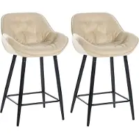 DELUKE 2er Set Barhocker KUTOR - Stoff Creme 54x57.5x93.5 cm | Barstuhl Mit Lehne Tresenhocker Tresenstuhl Kneipenhocker Kneipenstuhl