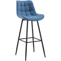 DELUKE Barhocker SYDNEY - Blau, Stoff | Barhocker mit Lehne Barstuhl Tresenhocker Tresenstuhl Kneipenhocker Kneipenstuhl