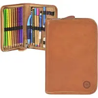 Sonnenleder Schüleretui Stifteetui Federtasche Leder 15 Stiftschlaufen LASSE Stiftetui naturbraun 801-210-01