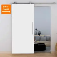 Inova Tür Schiebetür Holz weiß 900x2065 Zimmertür Holztür offene Schiene - Stangengriff+Softclose