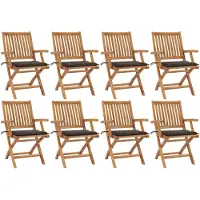 Prolenta Maison Exclusive - Klappstühle mit Kissen, 8-teilig, Massivholz Teakholz