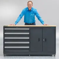 Datona Werkbank mit 5 Schubladen und Schrank - 160 cm