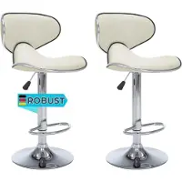 DELUKE Barhocker SUPRI höhenverstellbar 2er Set Creme Kunstleder | Barstühle drehbar Küchenhocker Thekenhocker für Küche Hausbar