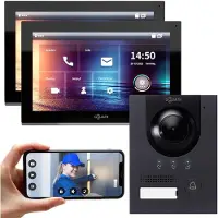 Goliath IP Video Türsprechanlage Unterputz Set für 1 Familienhaus 2x 10 Monitor 1 Familienhaus Anthrazit Schwarz